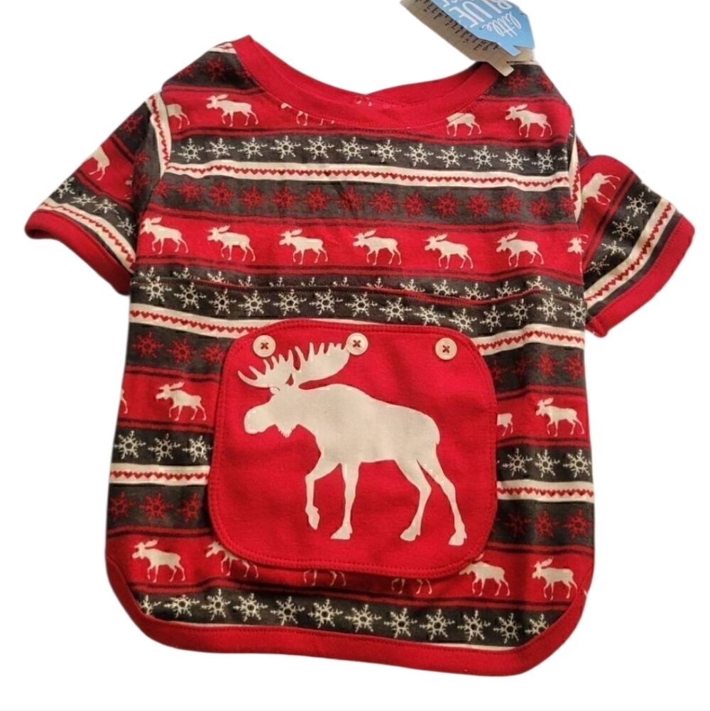 Little Blue House By Hatley Fair Isle Moose Dog Top Sz M New